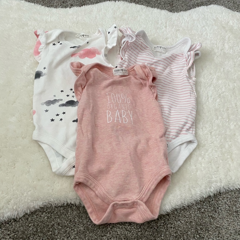 Set of 3 Ruffle Sleeve Onesies